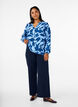 Long-sleeved paisley print blouse with a v-neck, Blue Paisley AOP, Model image number 2