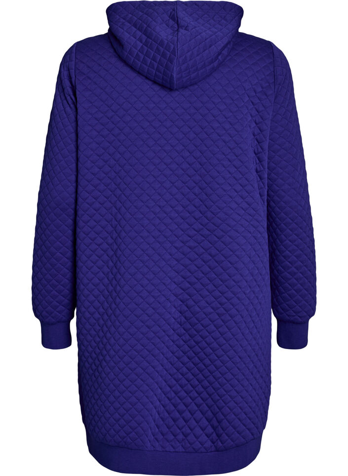 Long quilted zip-up hoodie with pockets, Purple, Packshot image number 1