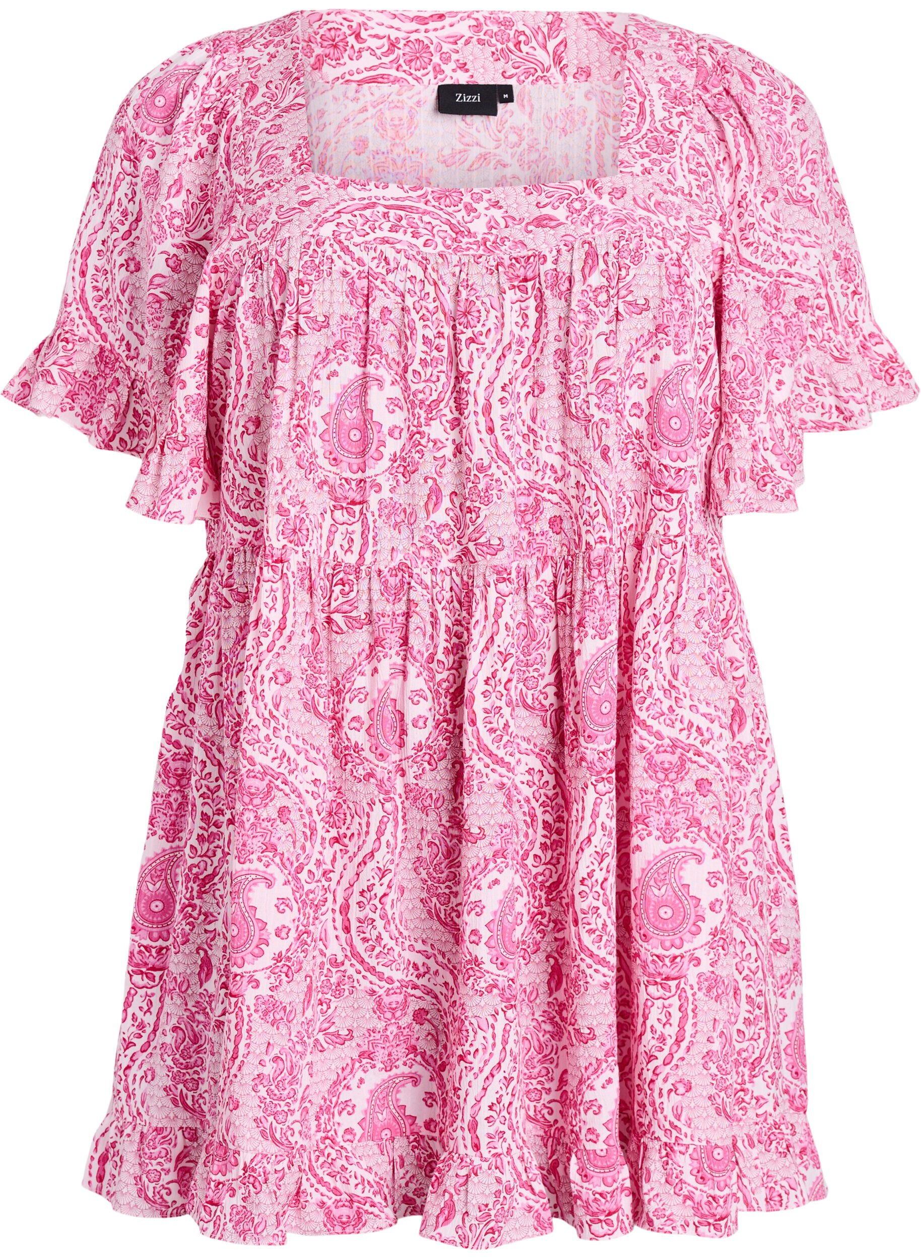 Tunic with ruffles and paisley print