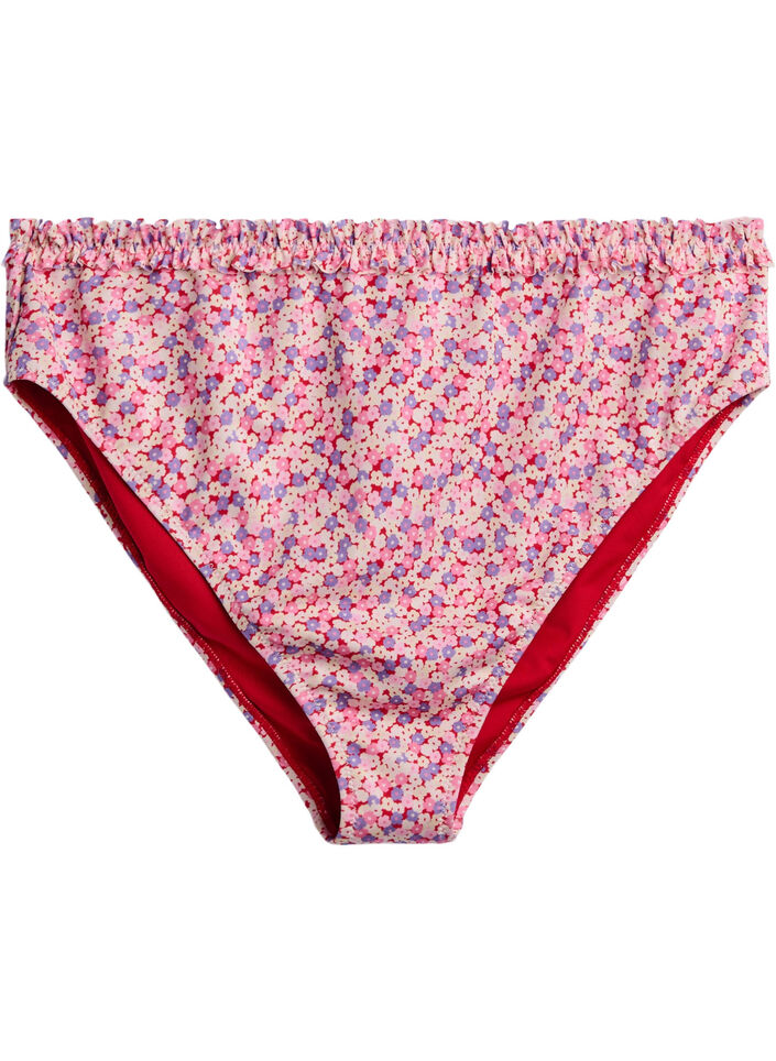 Floral tai bikini briefs with a ruched edge, Rose, Packshot image number 0