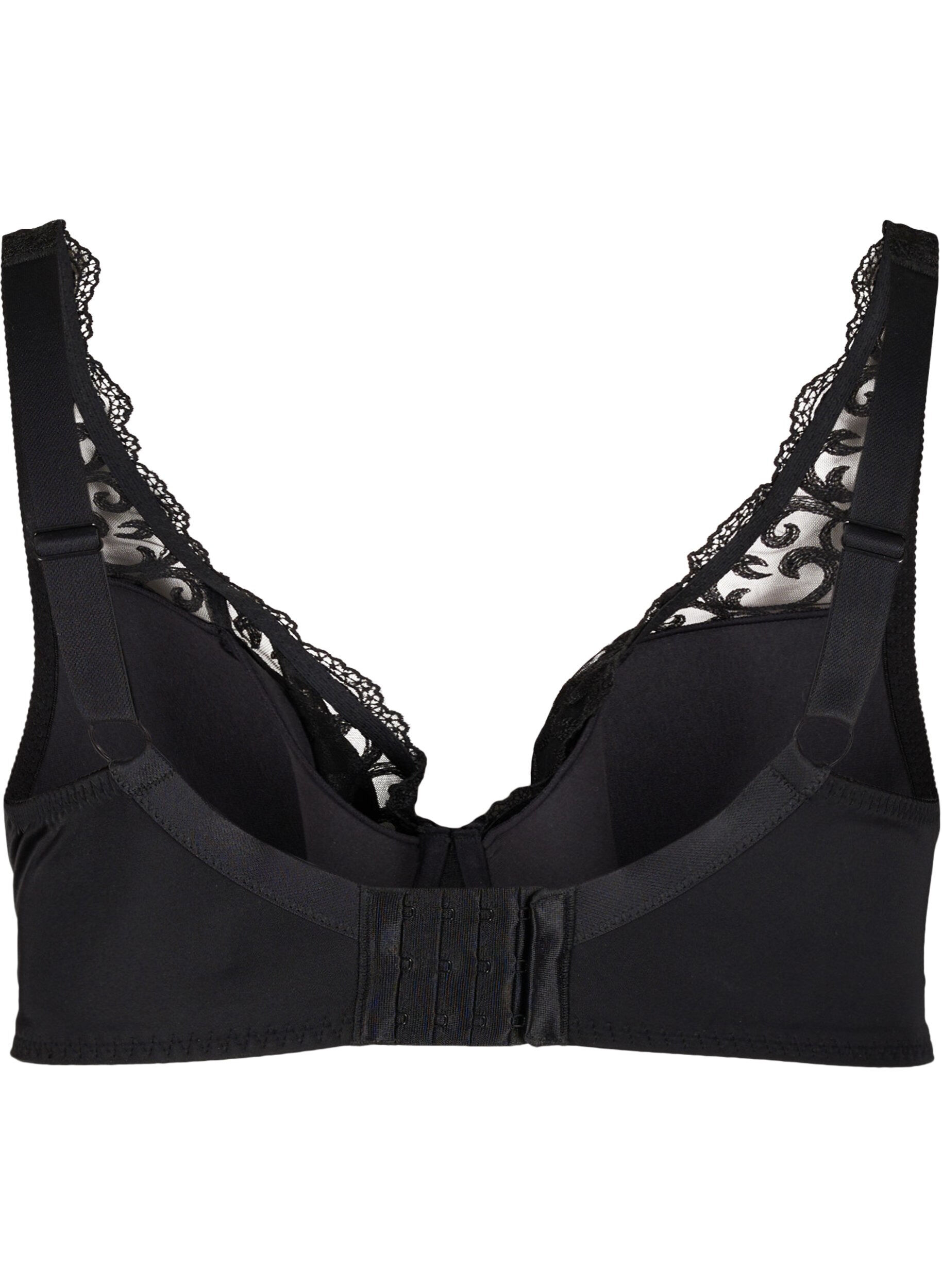 Zizzifashion Bra with underwire, padding and lace, Black, Packshot image number 1