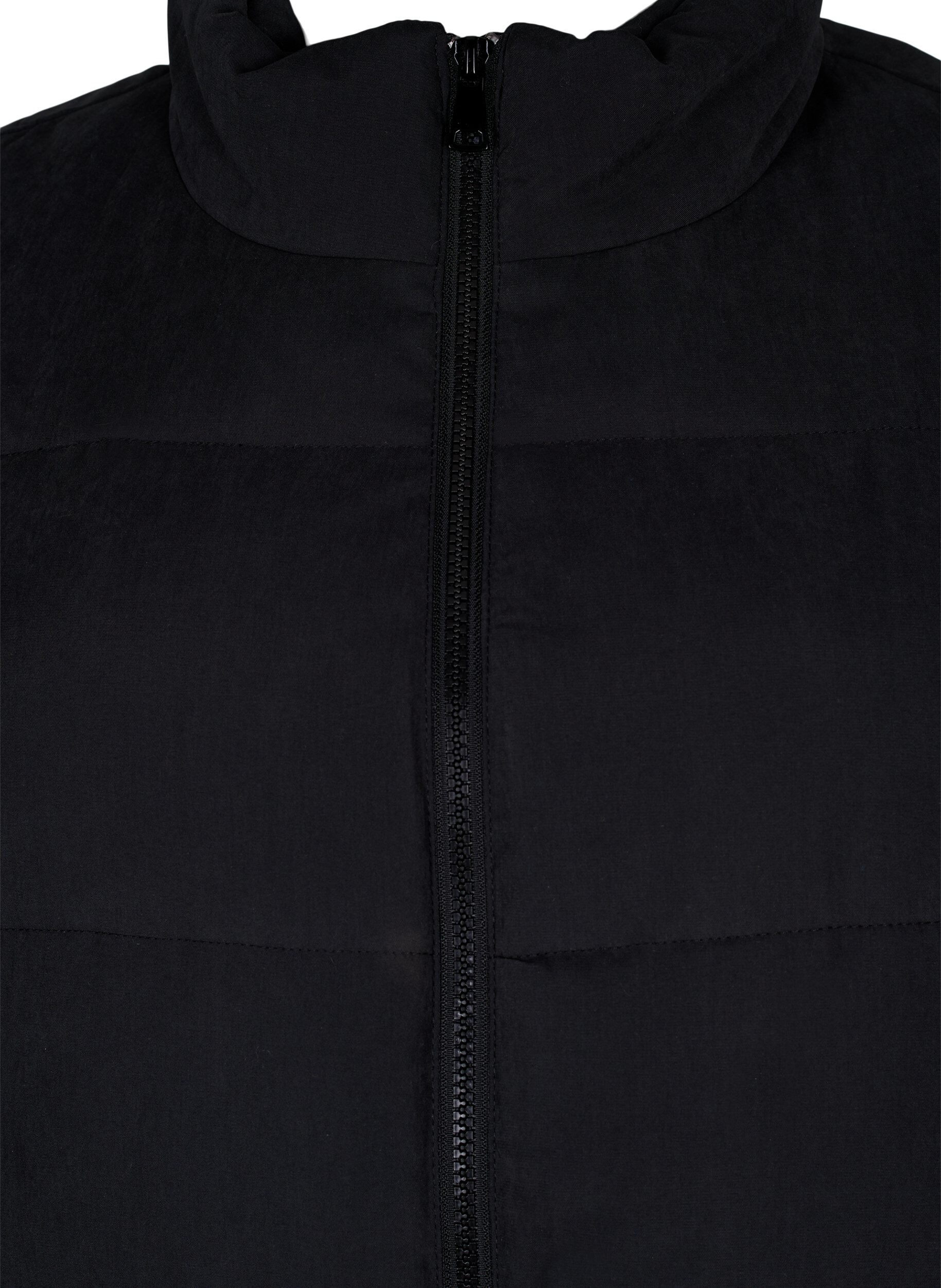 Zizzifashion Long vest with high collar and pockets, Black, Packshot image number 2