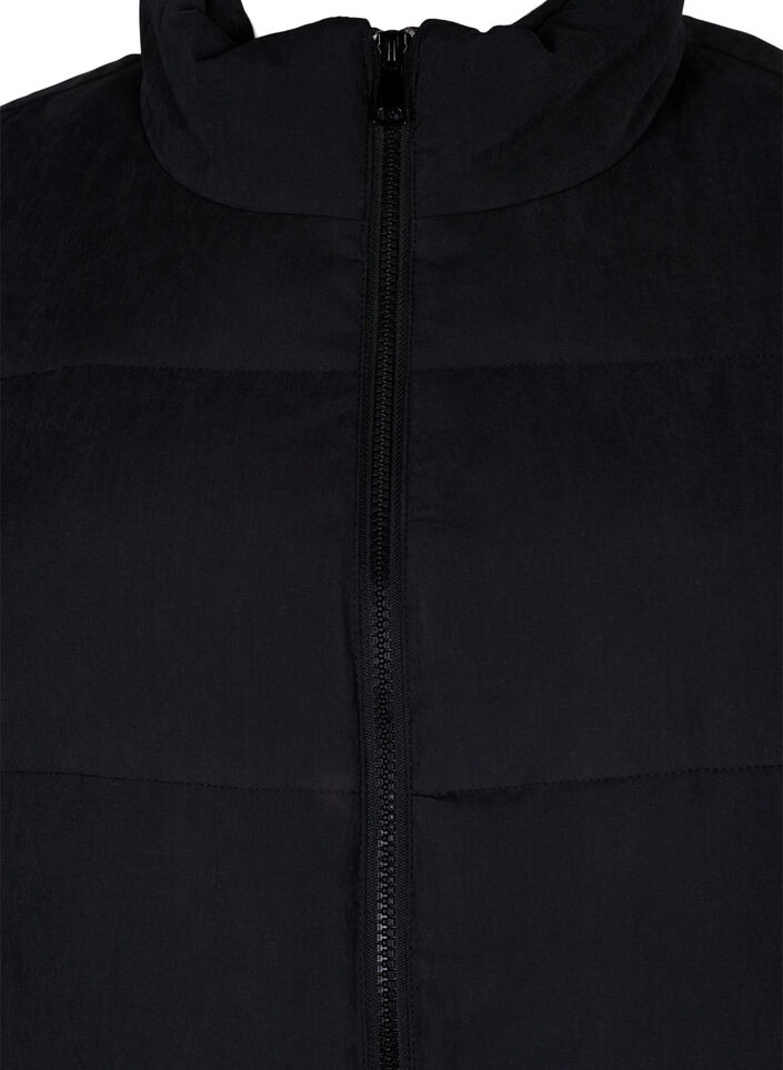 Long vest with high collar and pockets, Black, Packshot image number 2