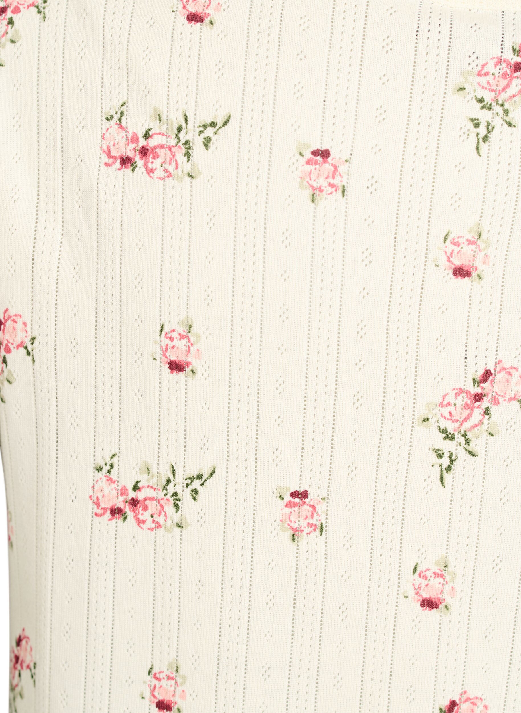 Zizzifashion Organic cotton pyjama top with cap sleeves, Vanilla, Packshot image number 3