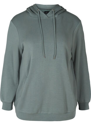 Sweatshirt with pockets and hood, Balsam Green, Packshot image number 0