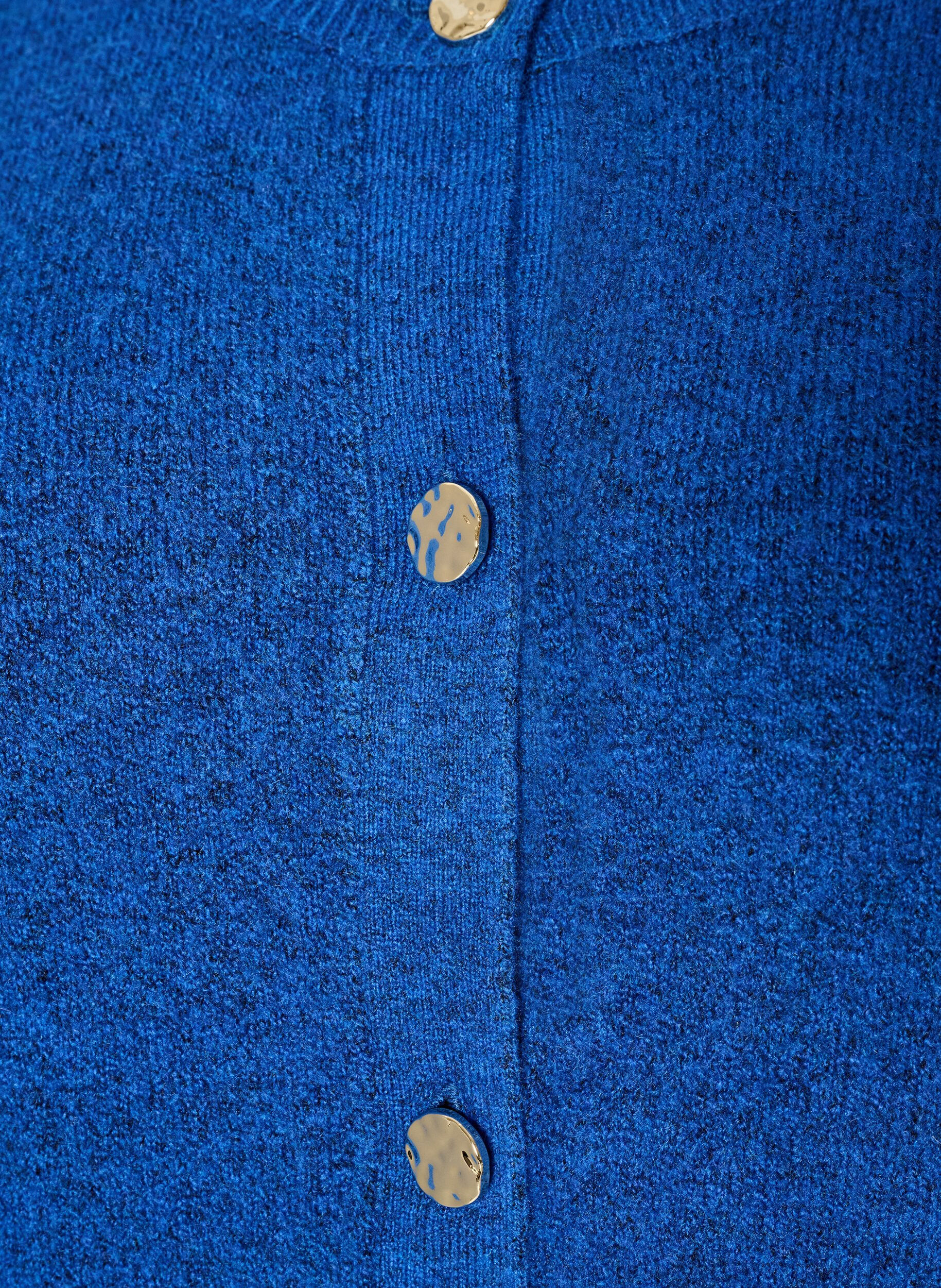 ZizzifashionCardigan in soft knit with gold-coloured buttons, Turquoise, Packshot image number 2