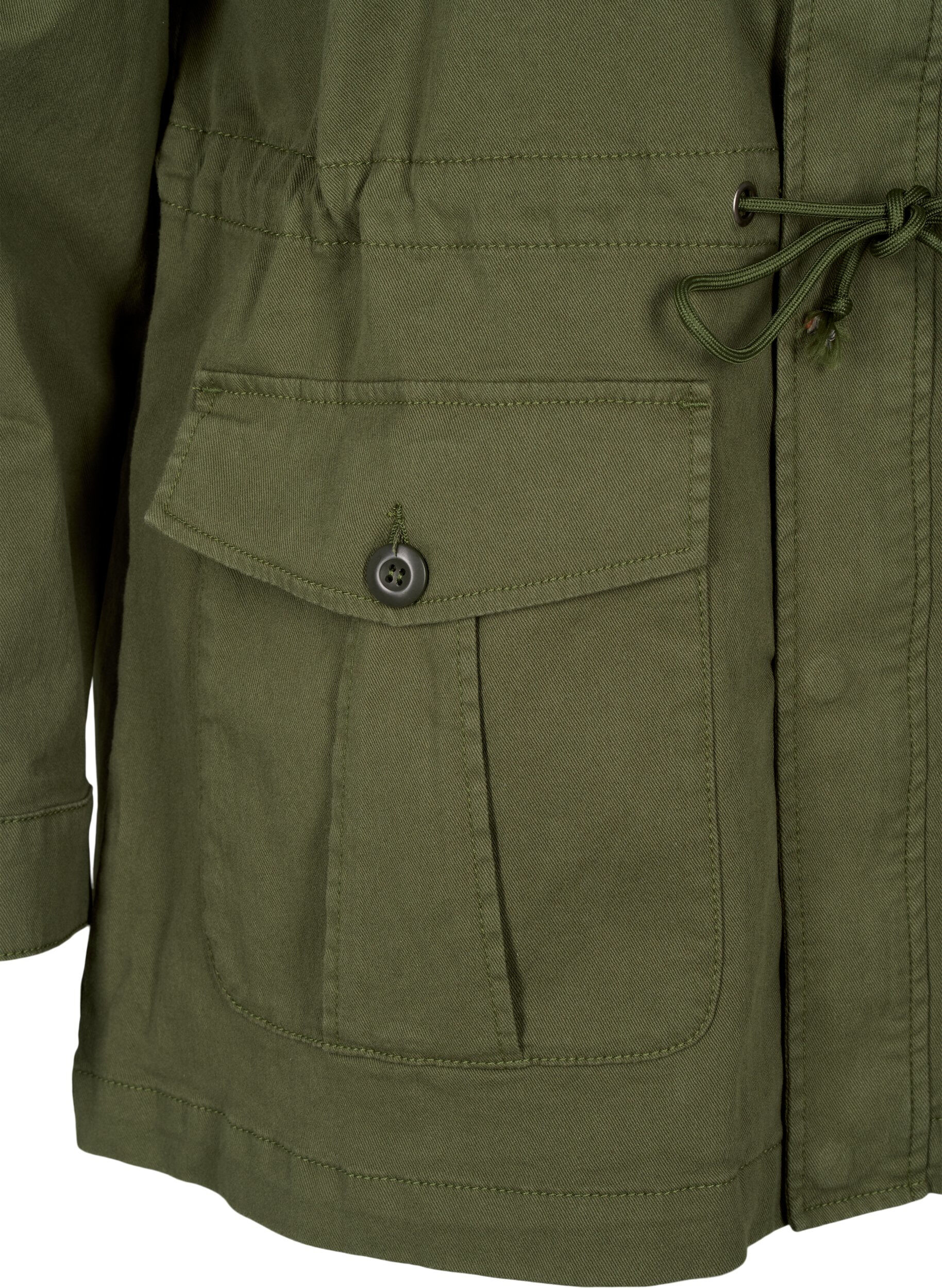 Zizzifashion Canvas jacket with pockets, Thyme, Packshot image number 3