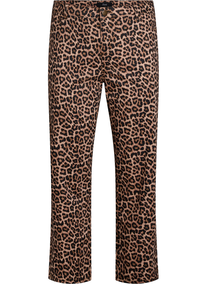 Leopard jeans with regular waist, Brown, Packshot image number 0