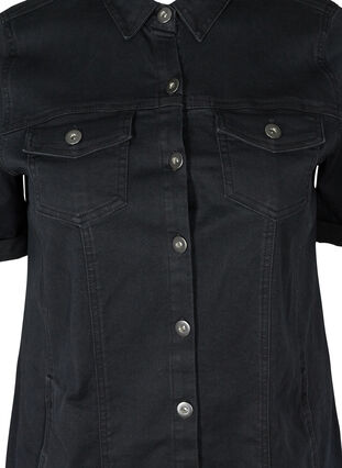 Short-sleeved denim dress, Black, Packshot image number 2