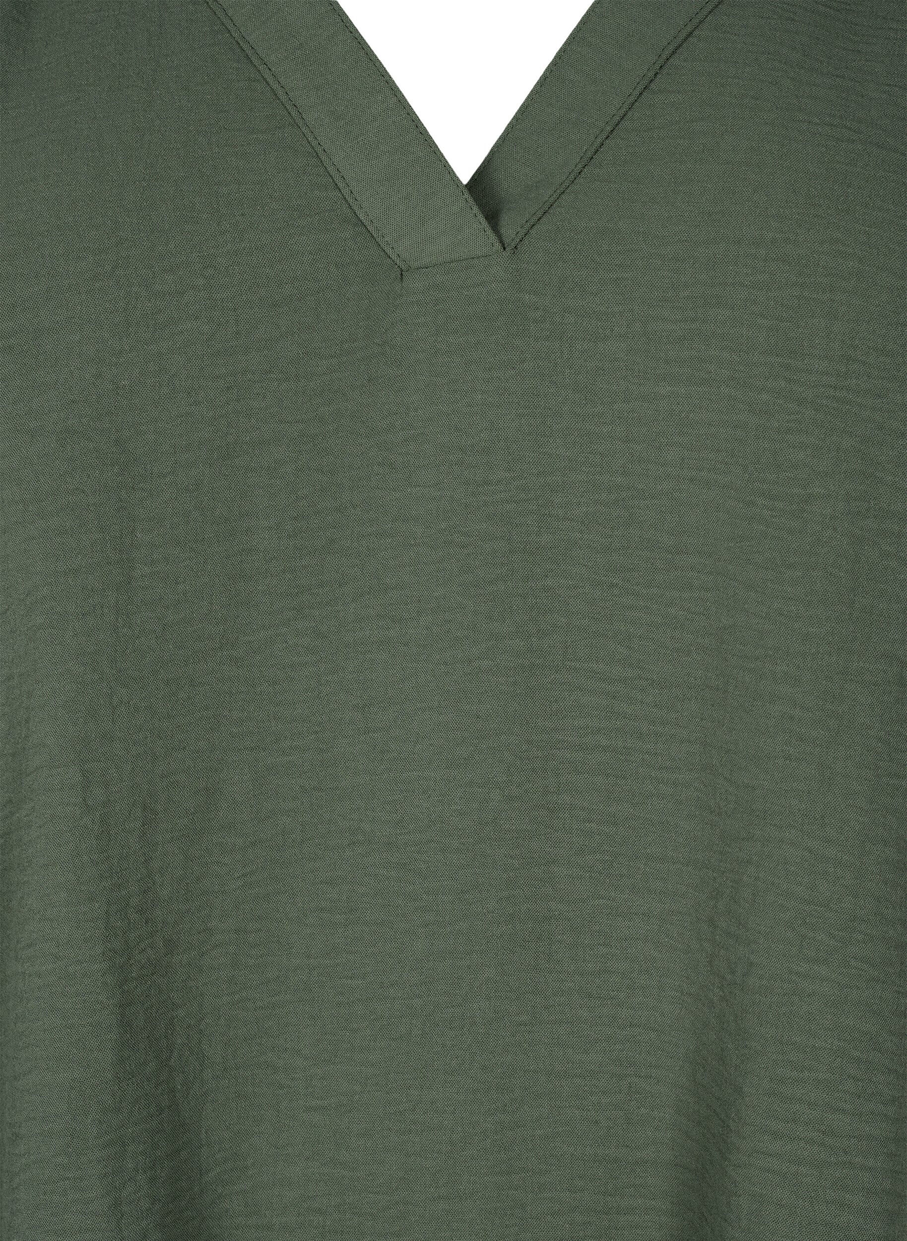 Zizzifashion Sleeveless top with wrinkle details, Green, Packshot image number 2
