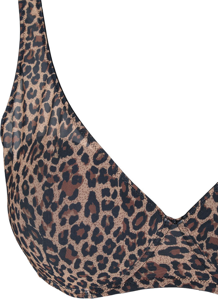 Bra with removable padding, Black Leo AOP, Packshot image number 2