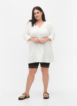 A-shape tunic with 3/4 sleeves, Bright White, Model image number 2