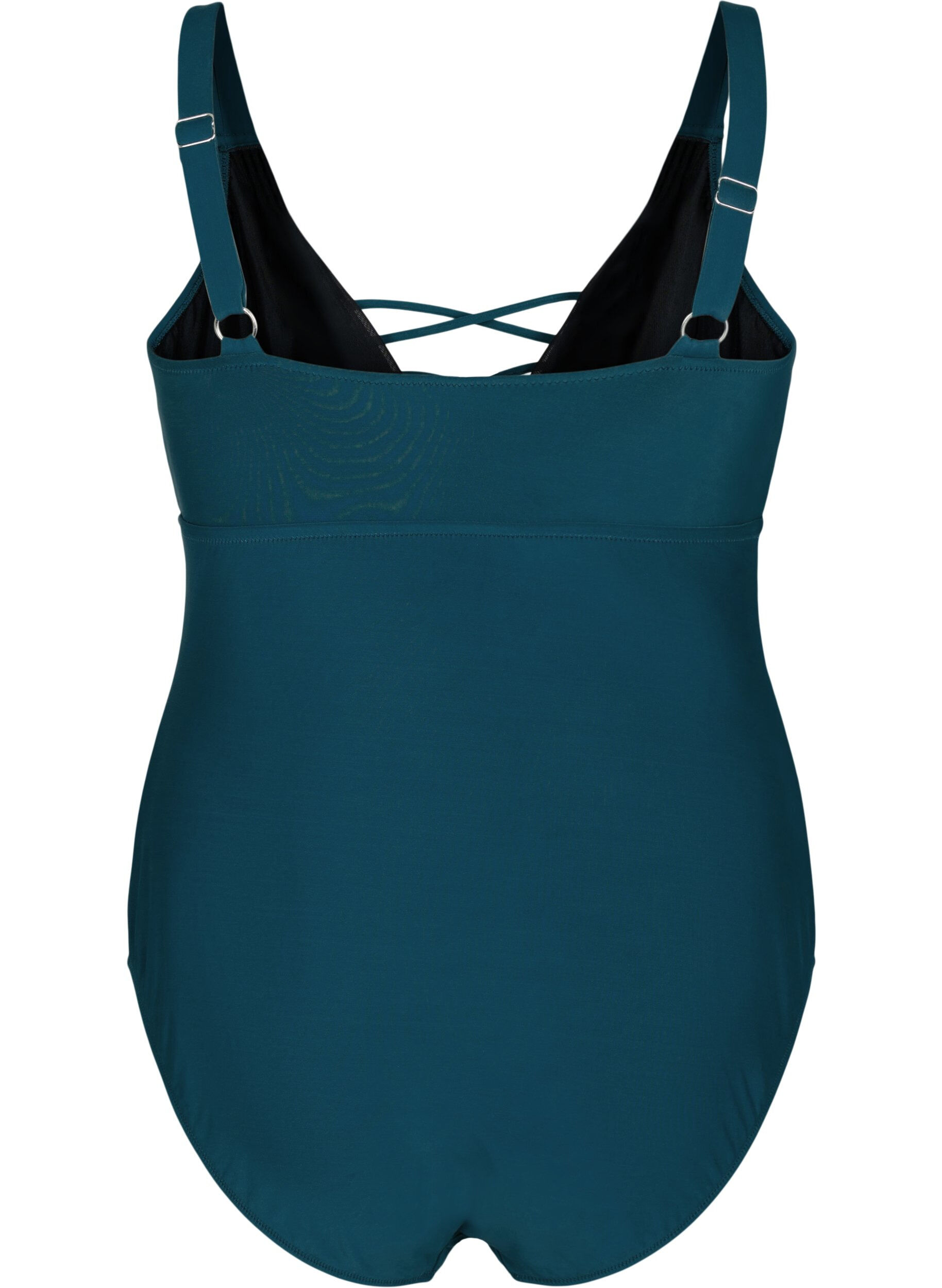 Zizzifashion Swimsuit with string detail, Dark Sea, Packshot image number 1