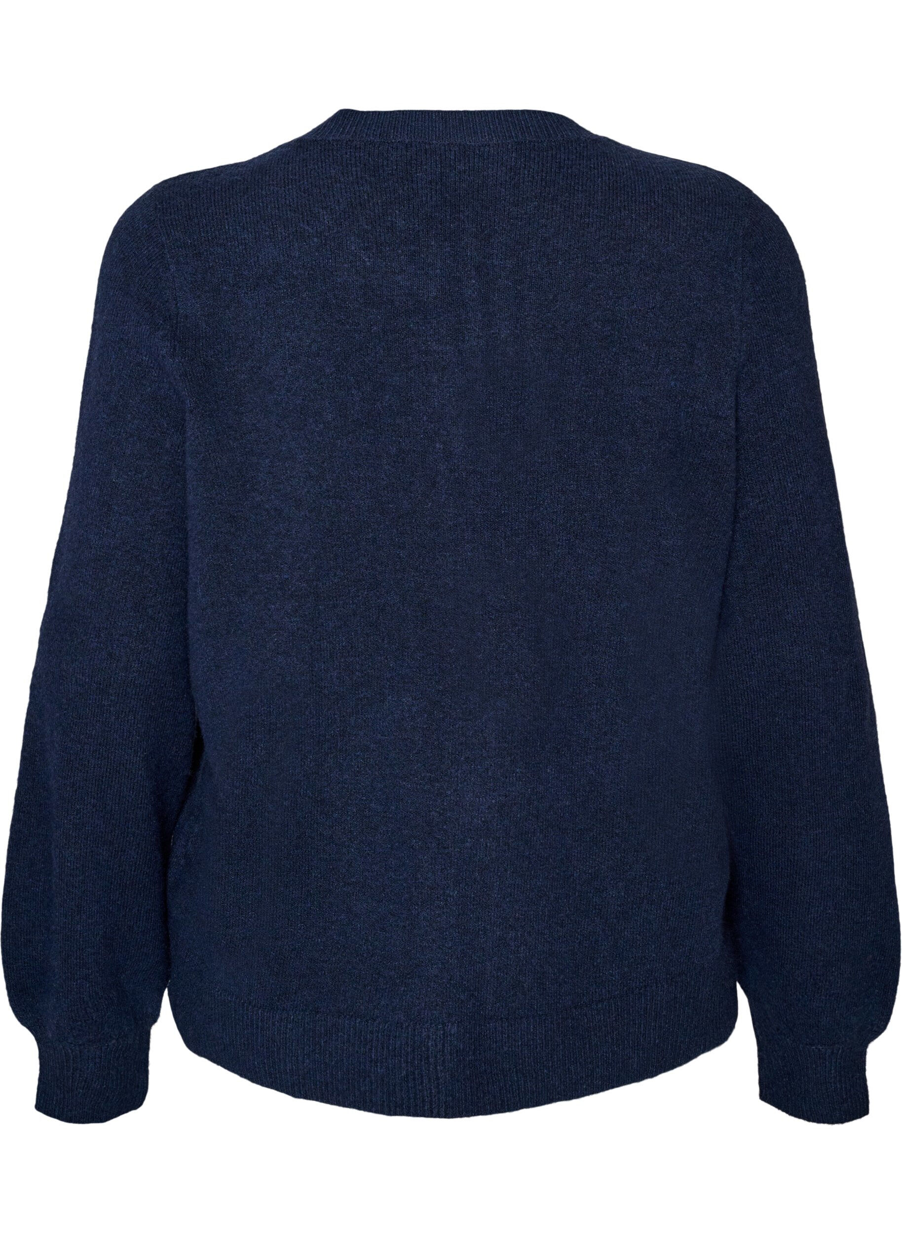 ZizzifashionCardigan in soft knit with gold-coloured buttons, Blue, Packshot image number 1