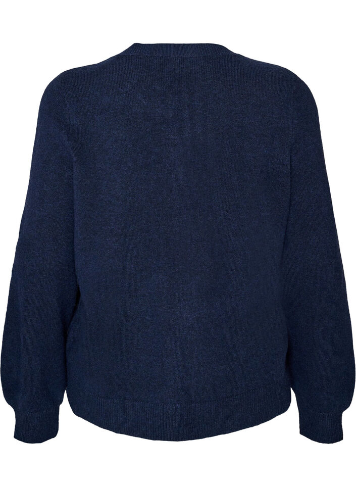 Cardigan in soft knit with gold-coloured buttons, Blue, Packshot image number 1