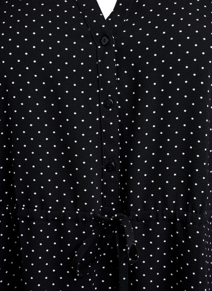 Knee-length dress with tie belt, Black, Packshot image number 2