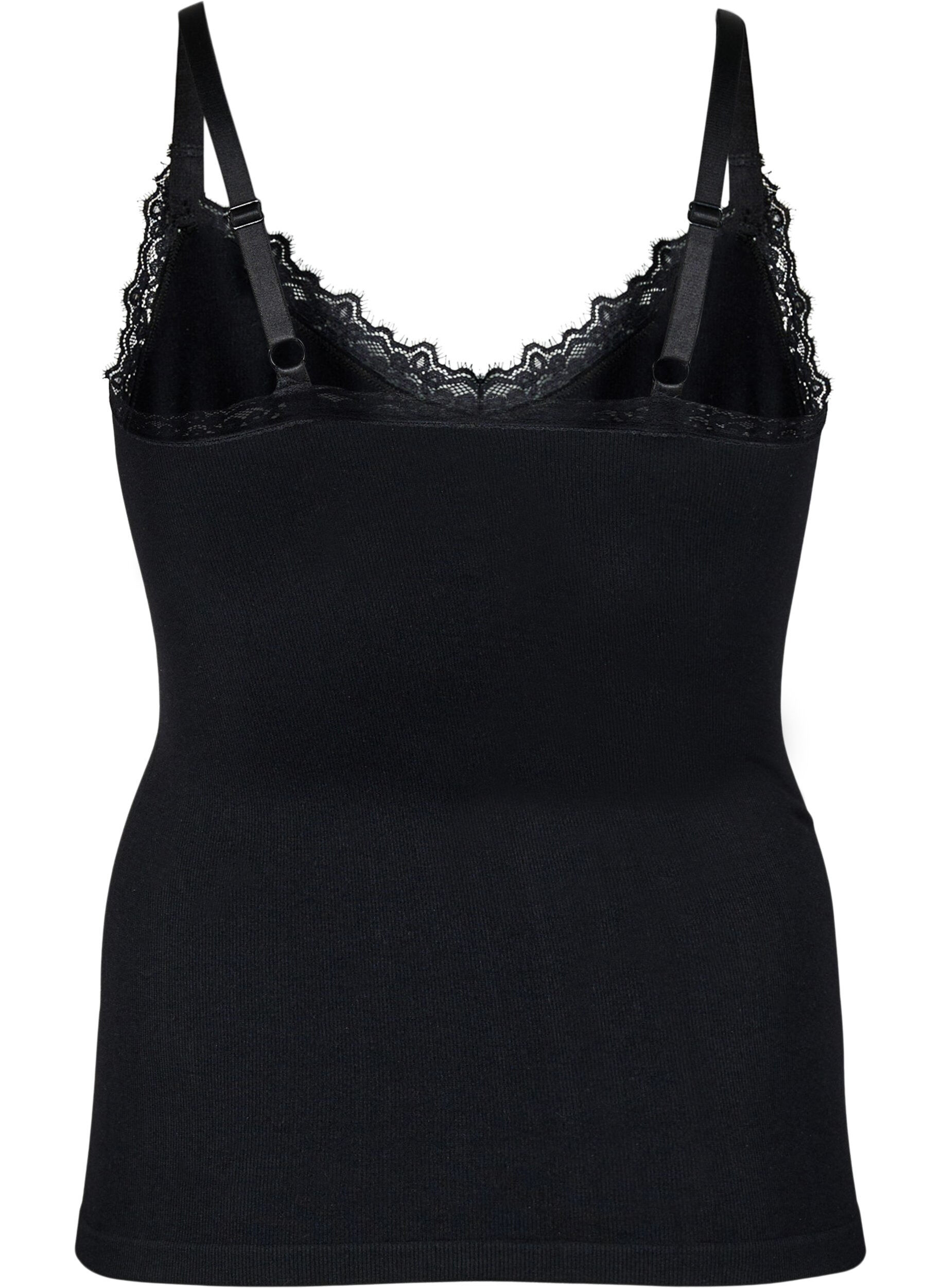 Zizzifashion Seamless top with lace trim, Black, Packshot image number 1
