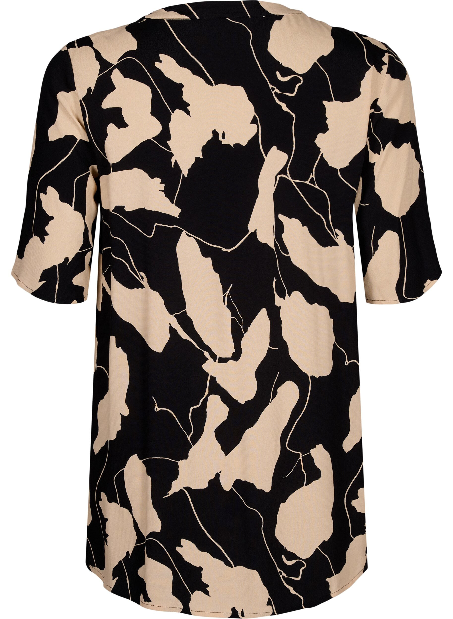 Zizzifashion Printed tunic in viscose, Black AOP, Packshot image number 1