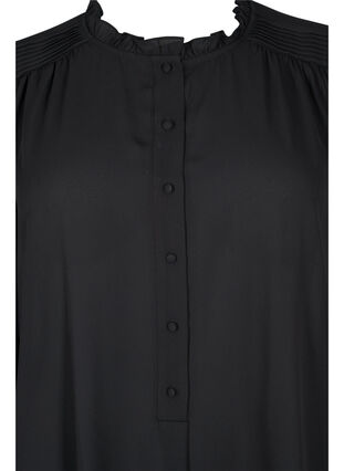 Tunic with ruffle collar and long sleeves, Black, Packshot image number 2