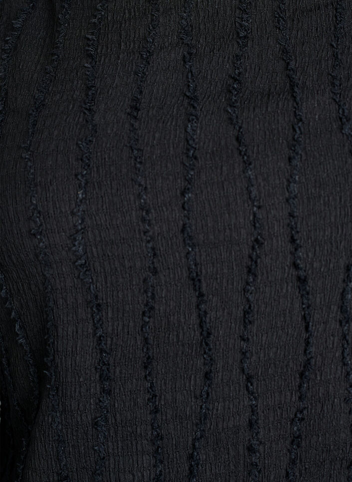 Jersey blouse with a wavy texture, Black, Packshot image number 2