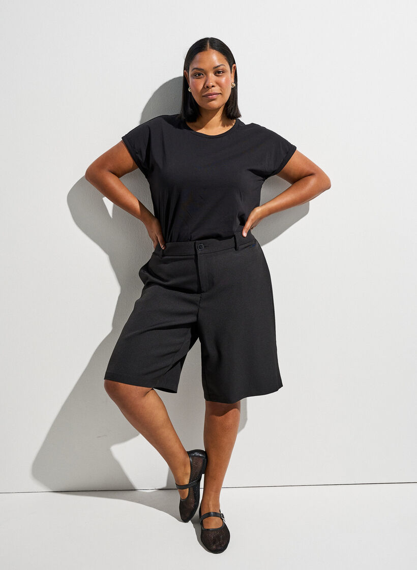 Short sleeved cotton blend t-shirt, Black, Image image number 0