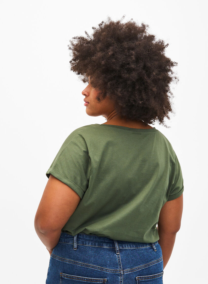 Organic cotton T-shirt with gold print, Thyme W. Free, Model image number 1