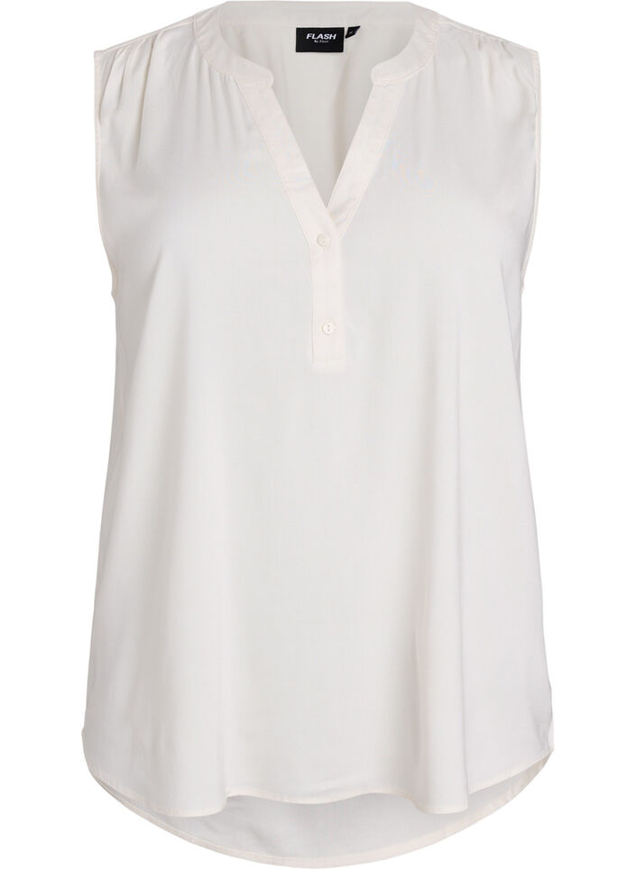 FLASH - Sleeveless viscose blouse, Vanilla, Packshot image number 0