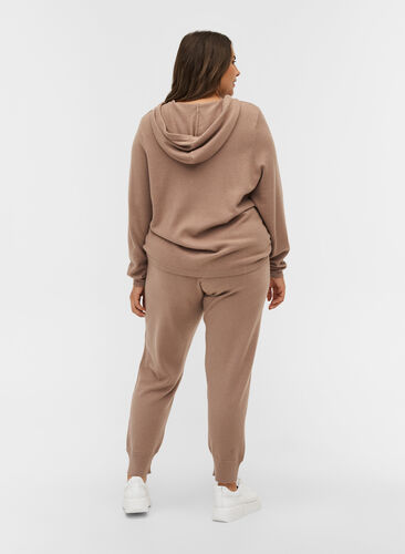 Knitted pants with drawstring and ribbed material, Iron Mel., Model image number 1