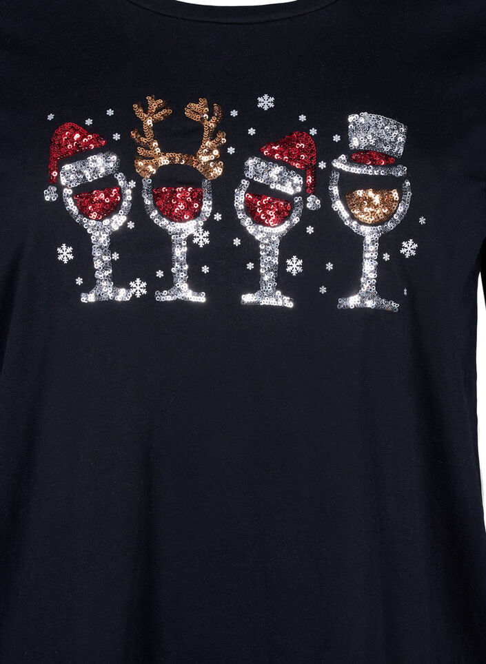 Christmas t-shirts in 100% cotton, Black w. Drinks, Packshot image number 2