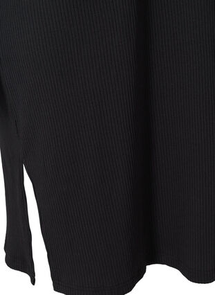 Short-sleeved ribbed dress with slits, Black, Packshot image number 3