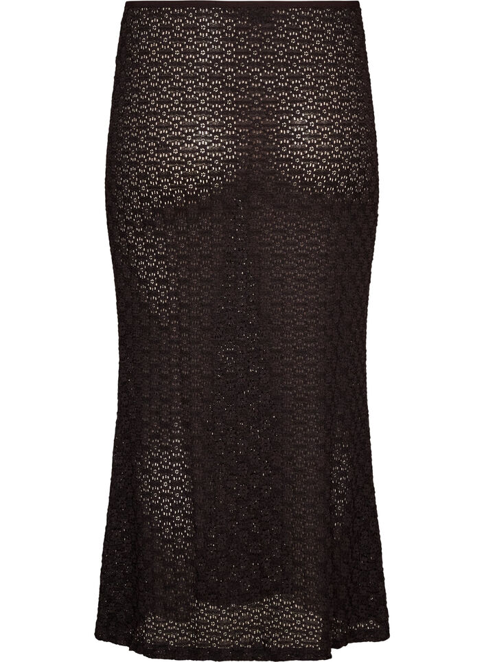 Maxi skirt with eyelet pattern, Black, Packshot image number 1