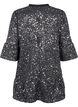 Sequin dress with a V-neck and 3/4 sleeves, Black w. Sequins, Packshot image number 1