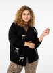 Short knitted cardigan with bows, Black Comb, Model image number 0