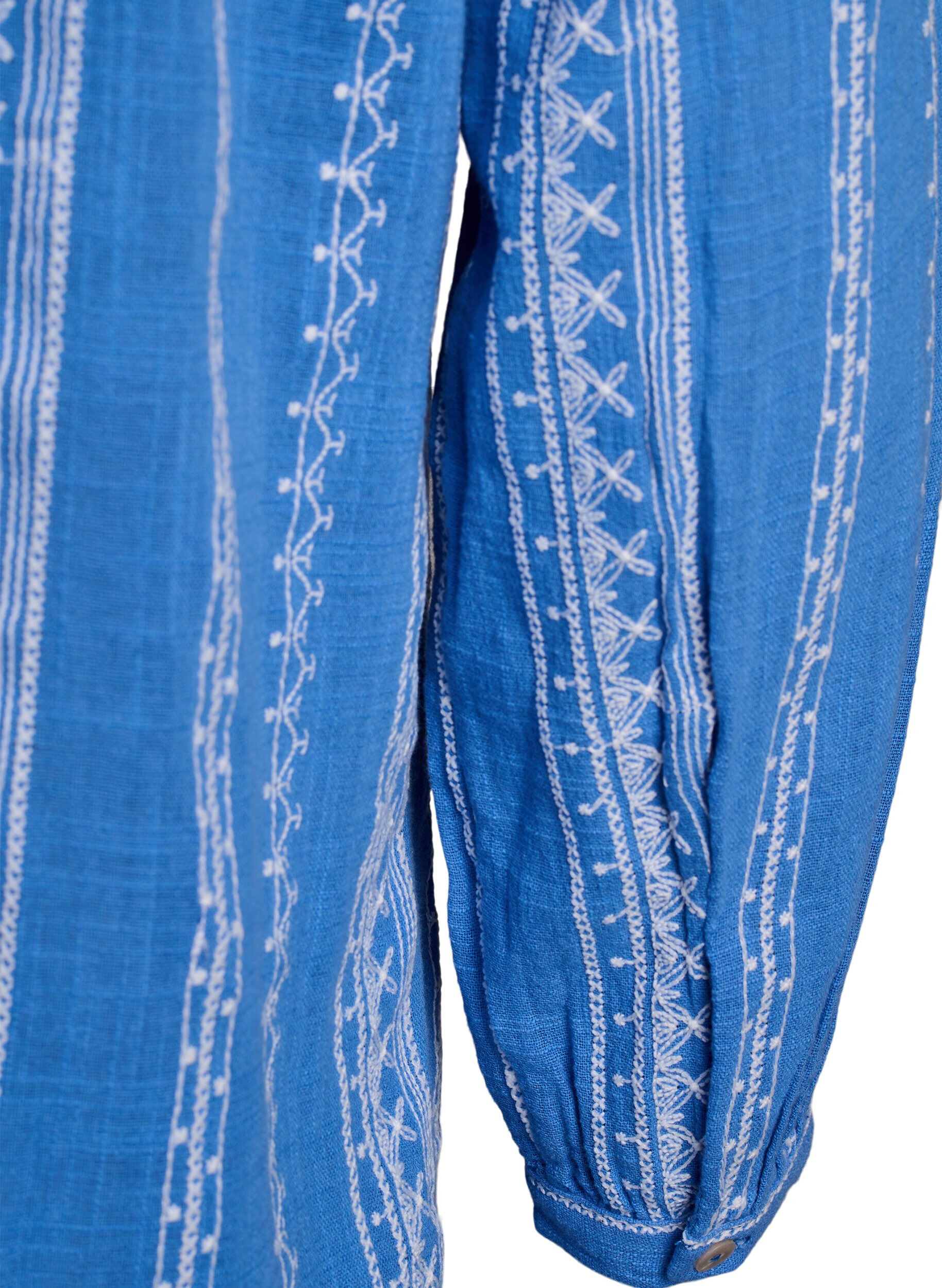 Zizzifashion Tunic with embroidered pattern, Blue, Packshot image number 3