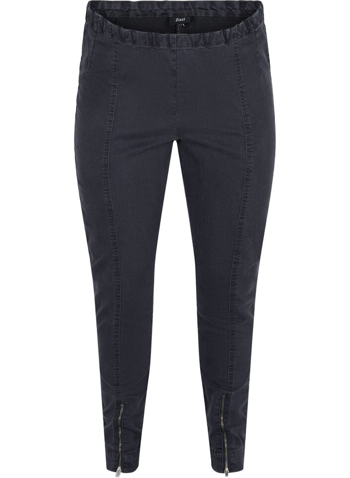 Jeggings with zip detail, Grey Wash, Packshot image number 0