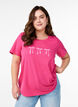 Cotton T-shirt with motif, Raspberry w. Bows, Model image number 0