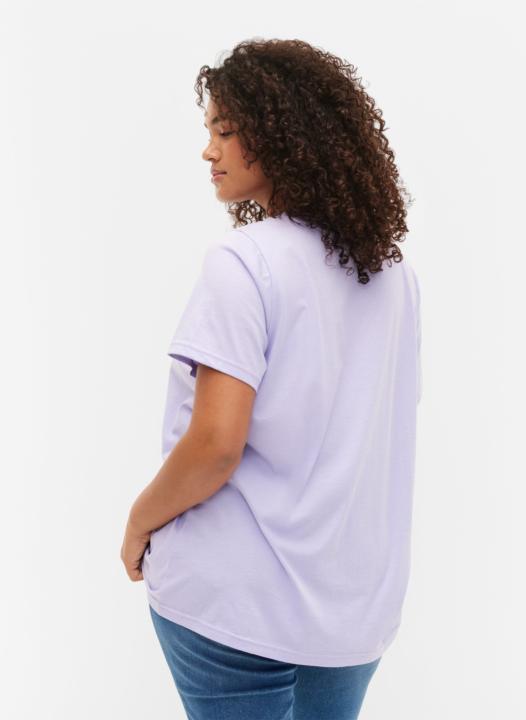 Zizzifashion Cotton t-shirt with print detail, Lavender ARIZONA, Model image number 1