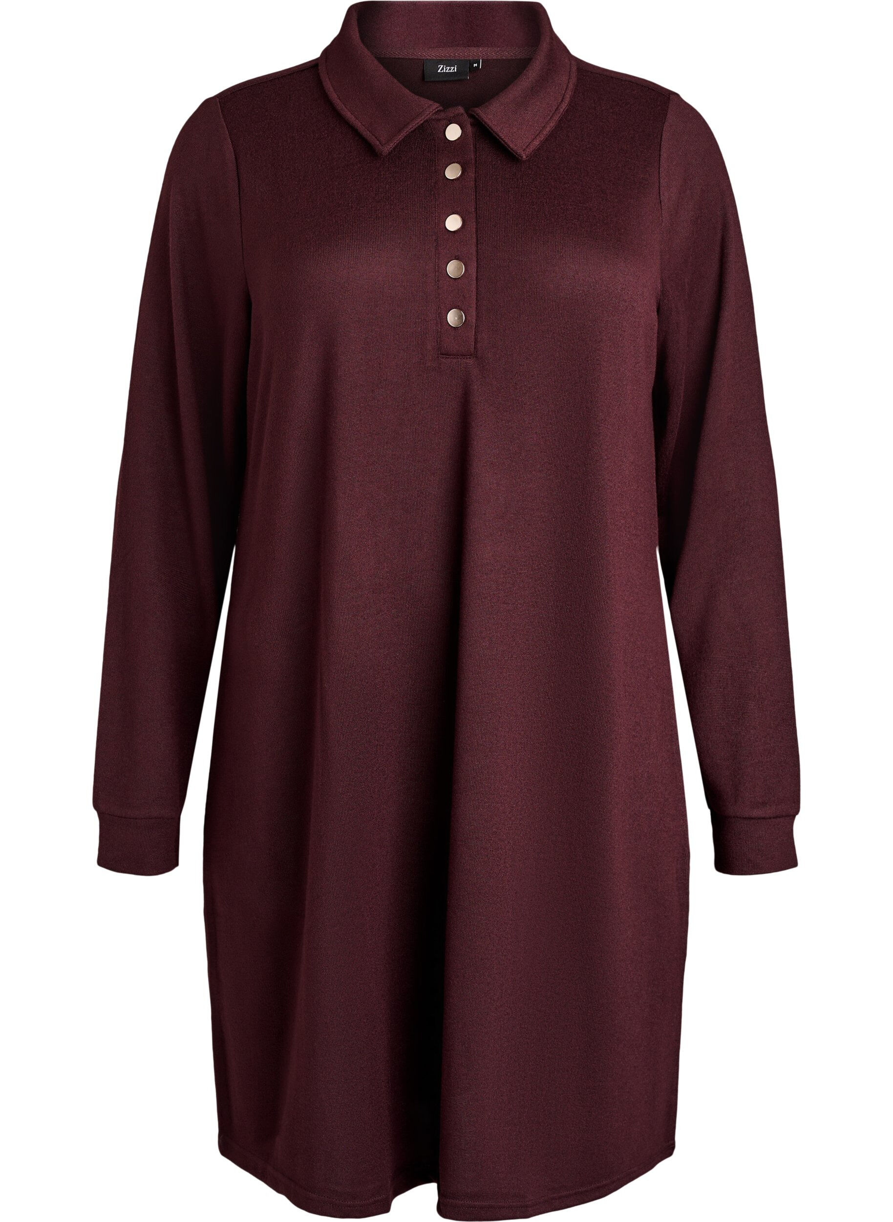 Short polo dress with buttons and long sleeves