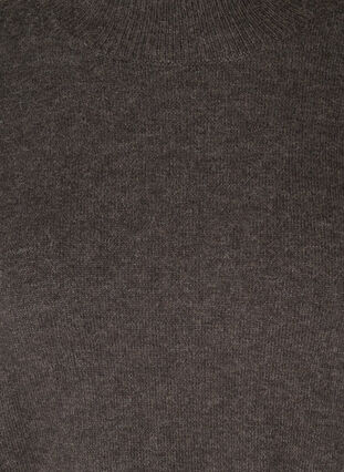 Knitted top with patterned balloon sleeves, Dark Grey Melange, Packshot image number 2