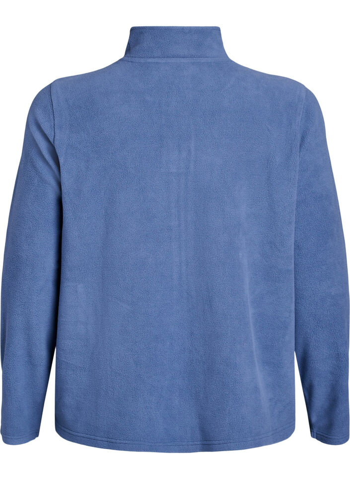 Fleece top with zipper and high collar, Blue, Packshot image number 1