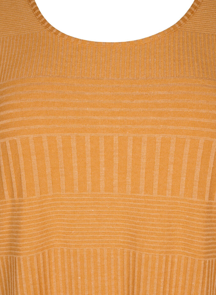 Dress with 3/4 sleeves and striped pattern, Sudan Brown Mel., Packshot image number 3