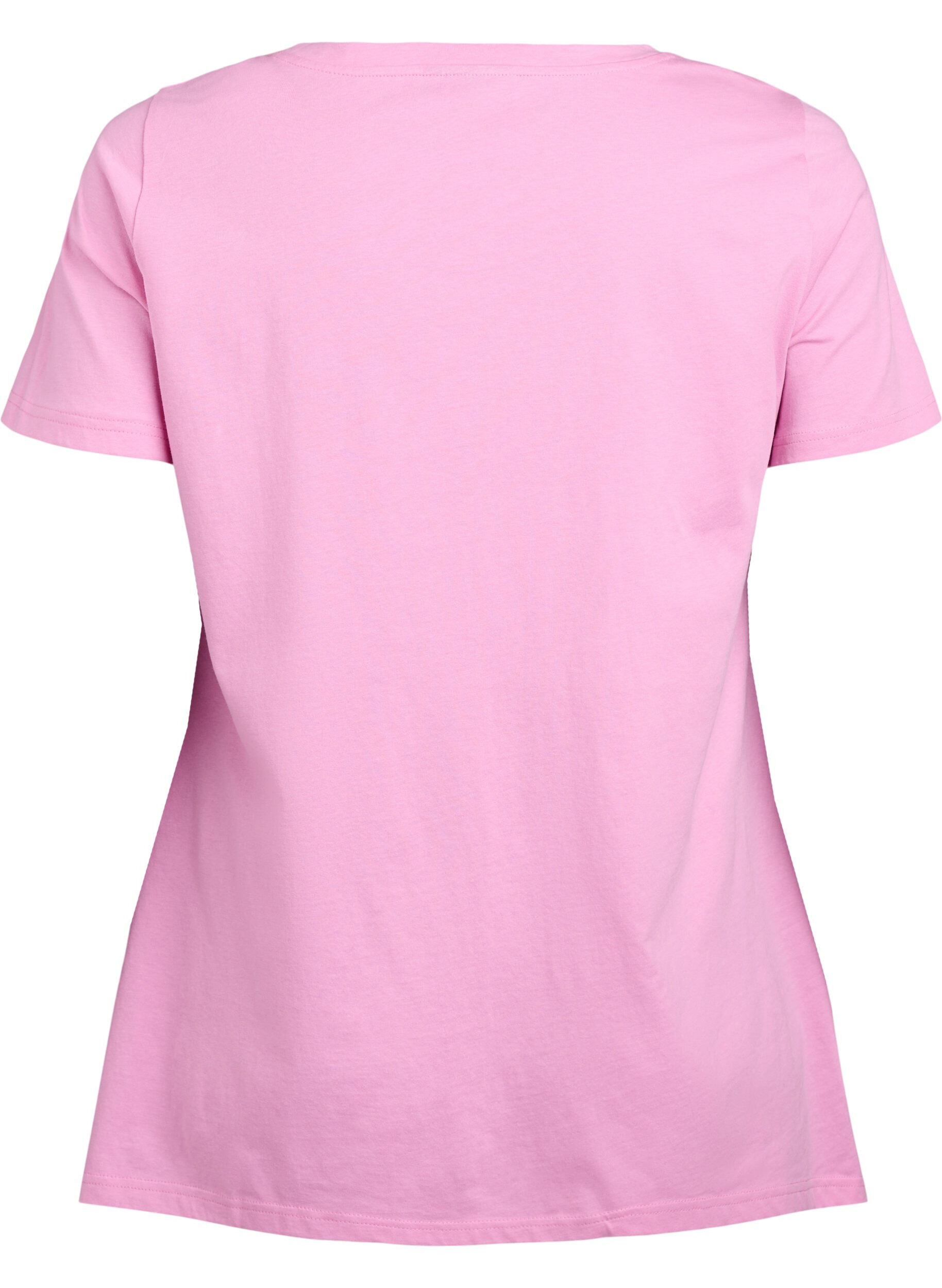 Zizzifashion T-shirt with a round neck and A-line shape, Pink, Packshot image number 1