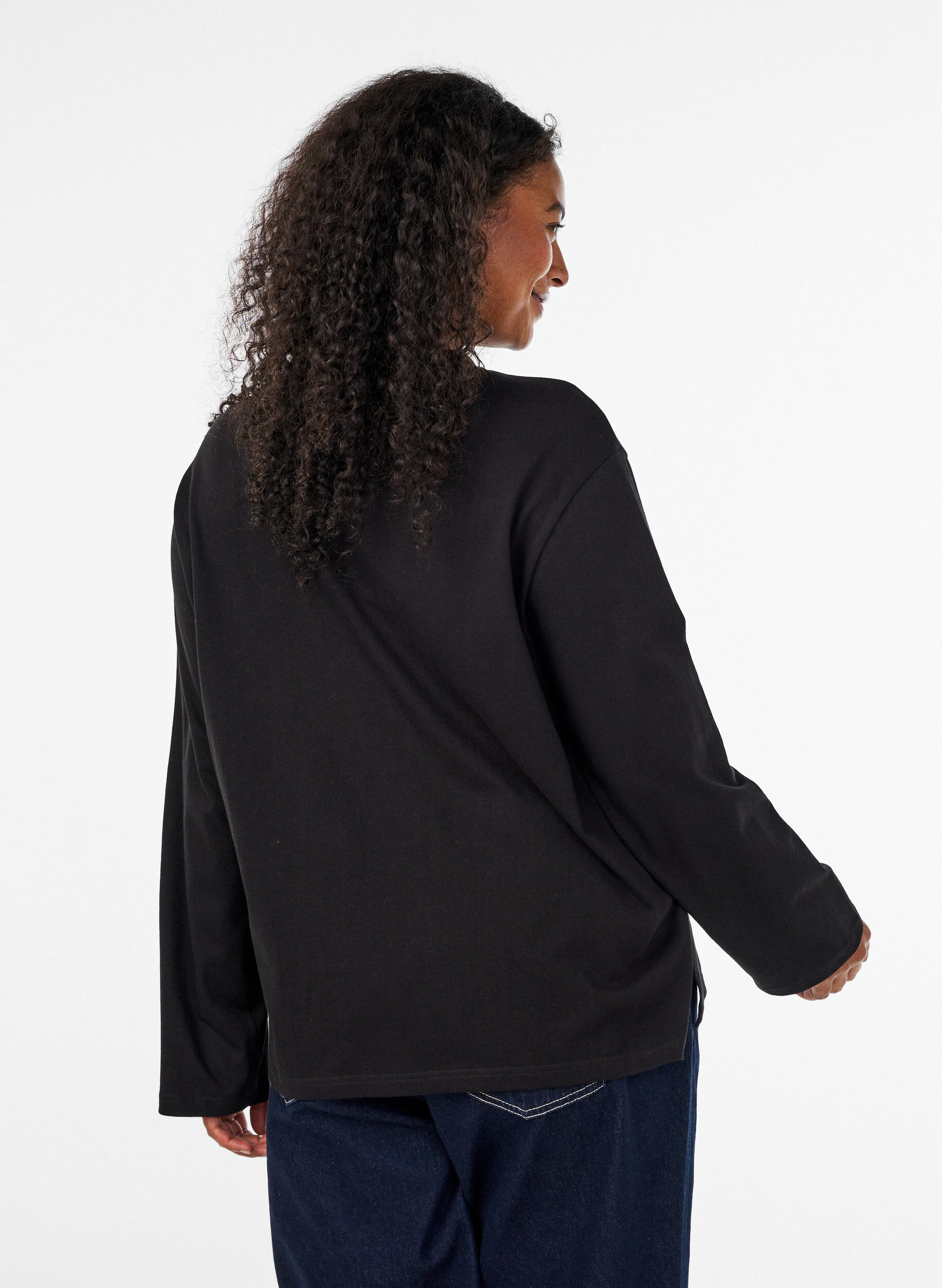 ZizzifashionBasic t-shirt with long sleeves, Black, Model image number 2