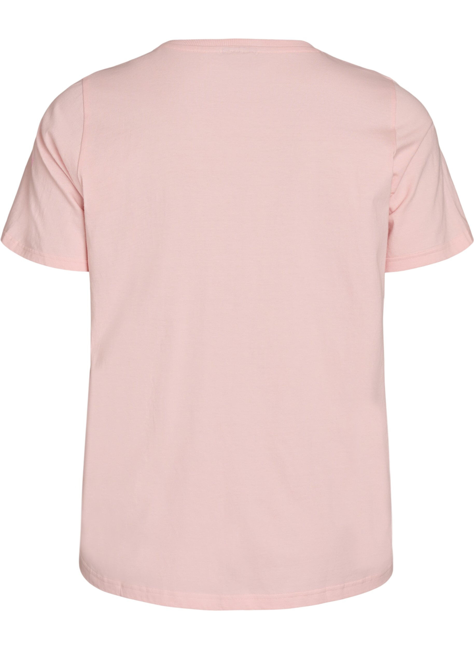 ZizzifashionOrganic cotton T-shirt with front print, Rose, Packshot image number 1