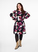 Viscose dress with print and long sleeves, Black, Model image number 1