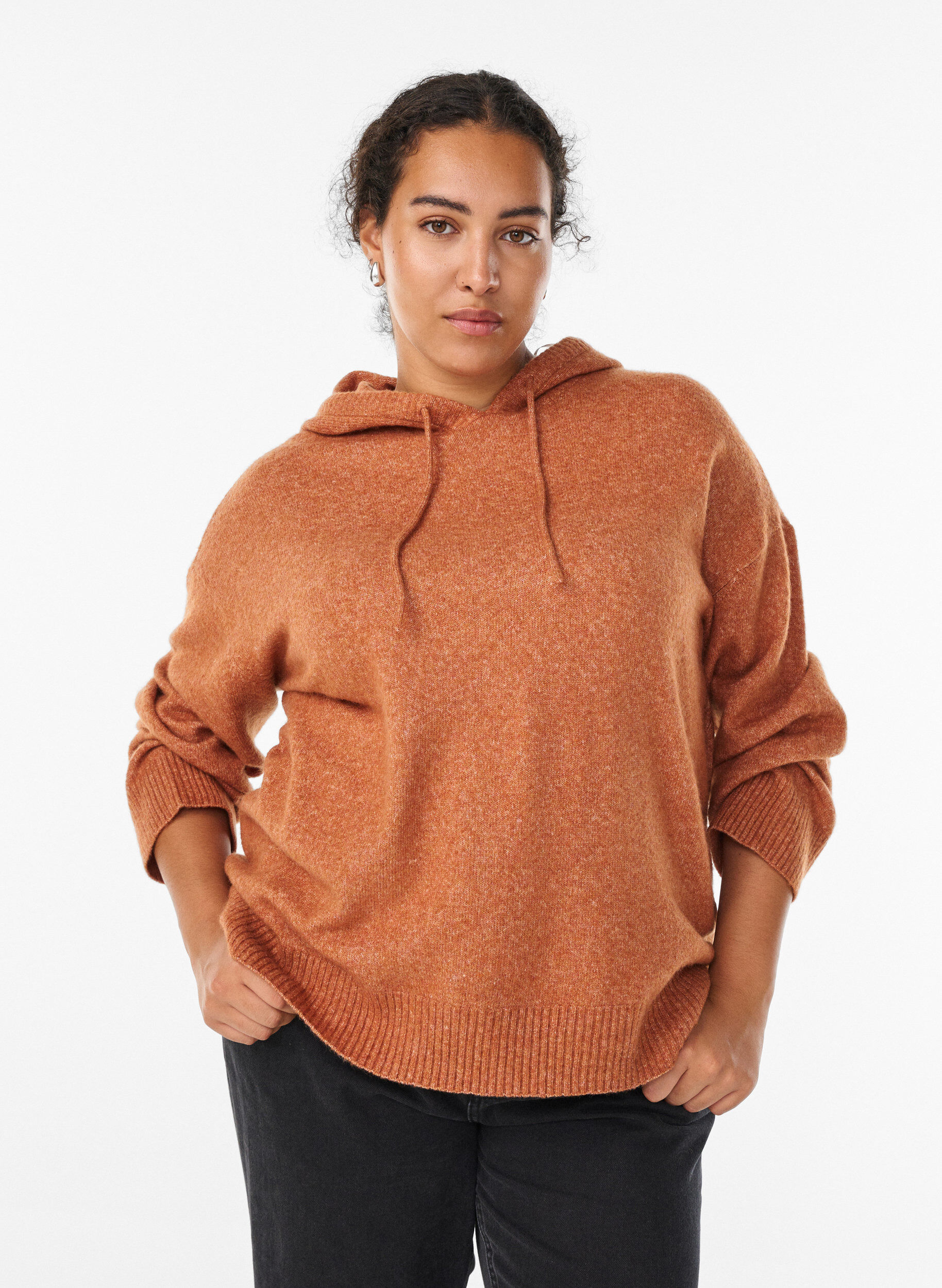 Knitted hoodie, Orange, Model