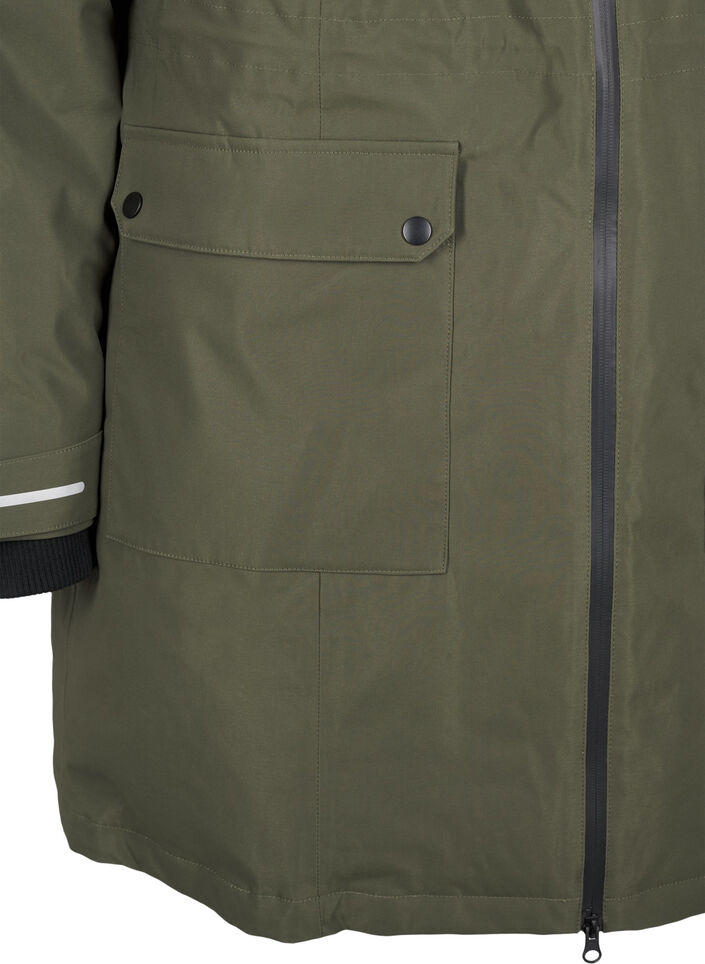 Practical winter jacket with hood and pockets, Green, Packshot image number 3