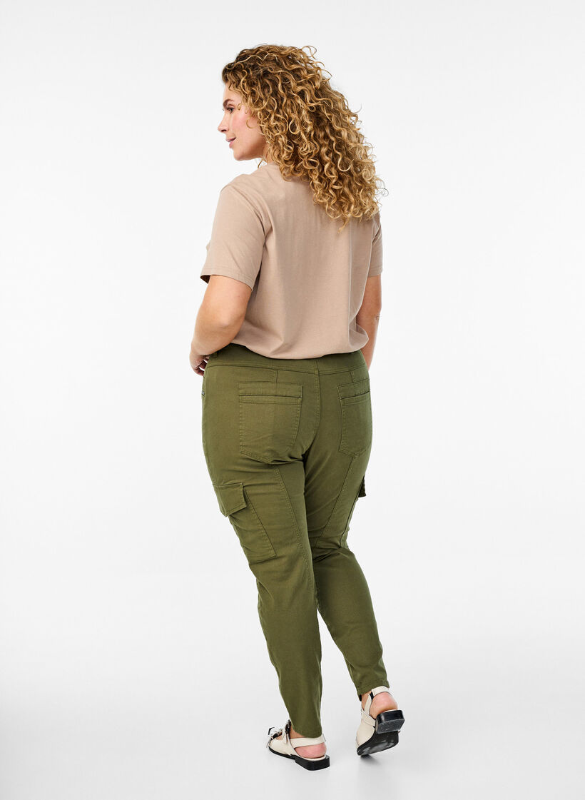 Slim fit trousers with cargo pockets, Green, Model image number 1