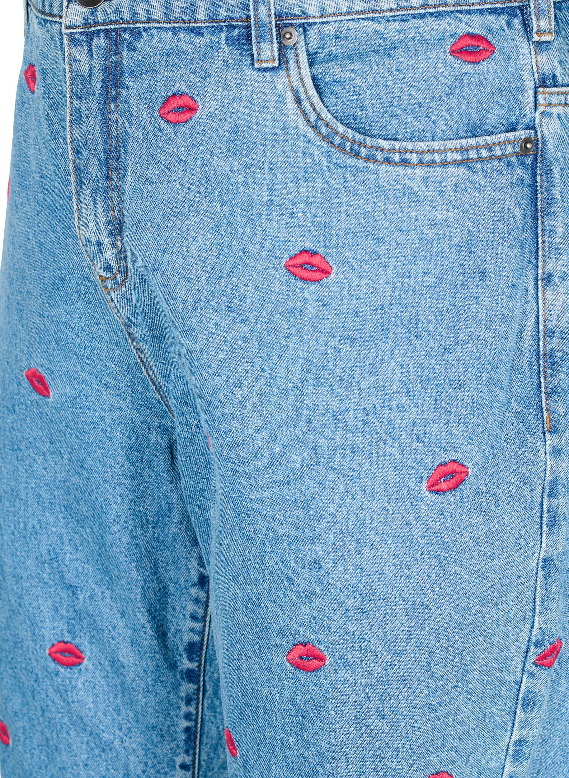 Zizzifashion High-waisted Gemma jeans with lips, Blue, Packshot image number 2