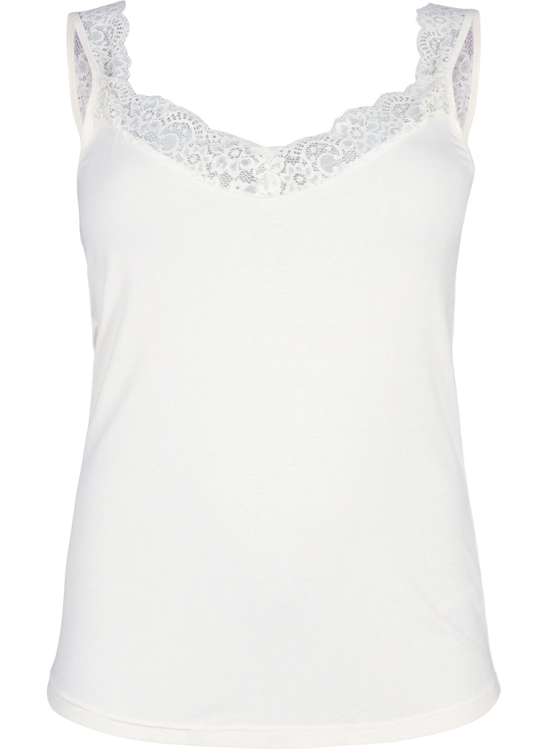 Zizzifashion Viscose top with lace edge, Vanilla, Packshot image number 0